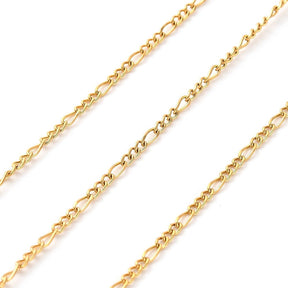 Water-resistant Twisted Chain, Gold-plated, 2x5x1mm, 1m - Uniq Perler - 114320