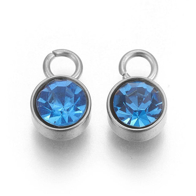 Vandfast Vedhæng – Blåt Glas, Stål (10x6mm, 2 stk.) - Uniq Perler - 828134