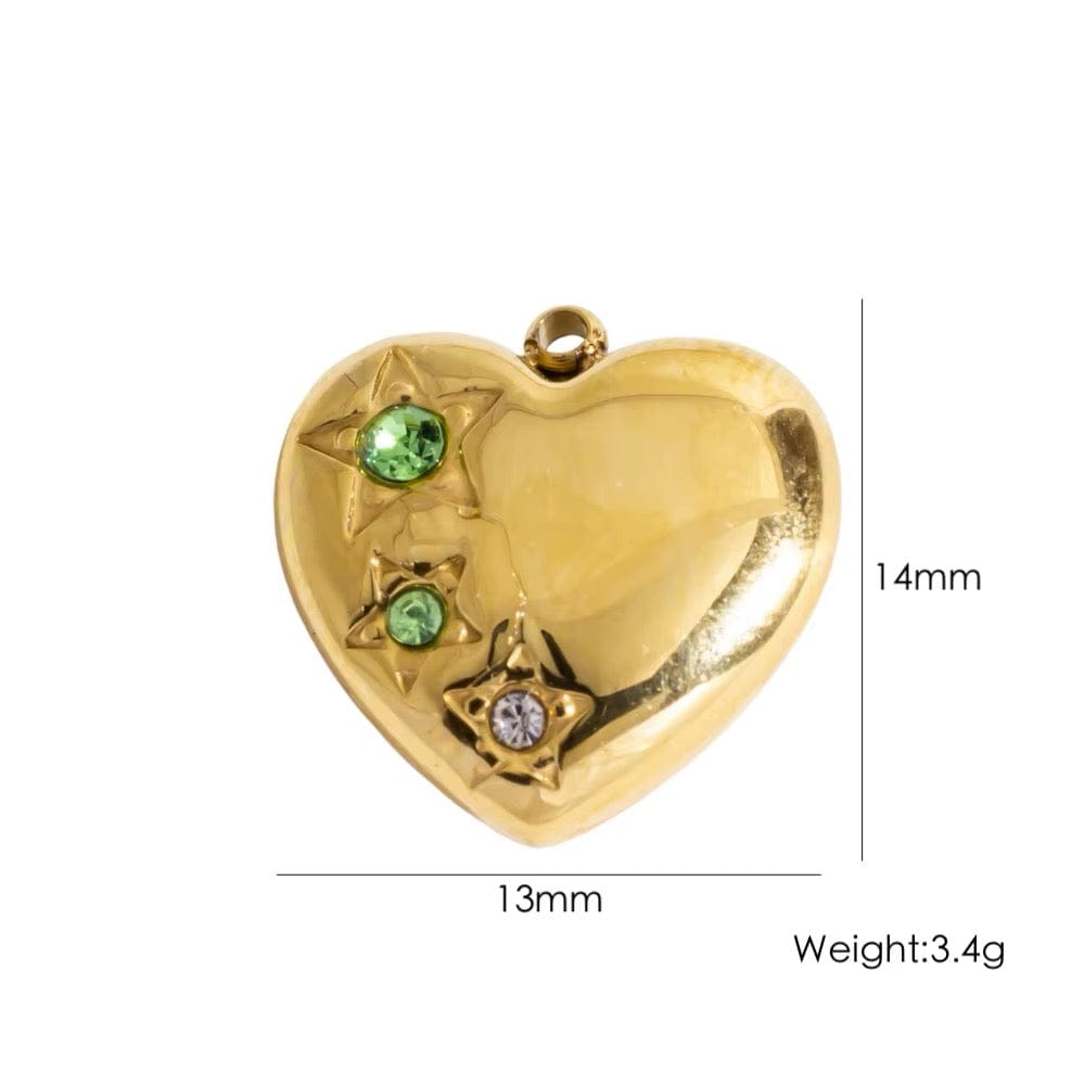 Vandfast Vedhæng Hjerte med Zirkonia sten - Forgyldt Stål (14x13x3 mm) - Uniq Perler - 8556