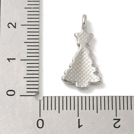 Vandfast Vedhæng i Stål – Juletræ (21x11mm) - Uniq Perler - 