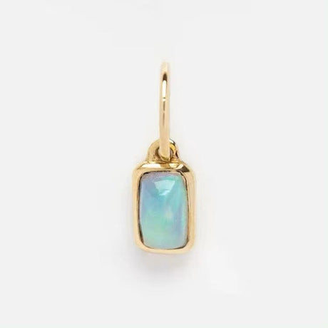 Vandfast Vedhæng Med Akvamarin - 18K Forgyldt Stål (12x8mm) - Uniq Perler - 112356