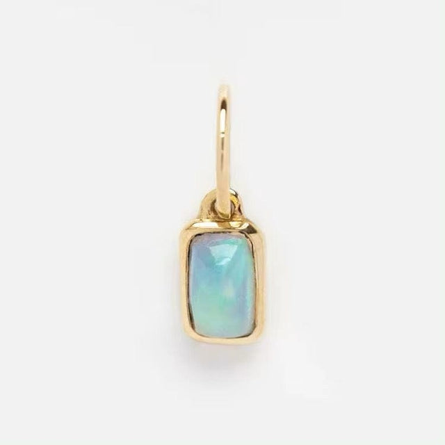 Vandfast Vedhæng Med Akvamarin - 18K Forgyldt Stål (12x8mm) - Uniq Perler - 112356