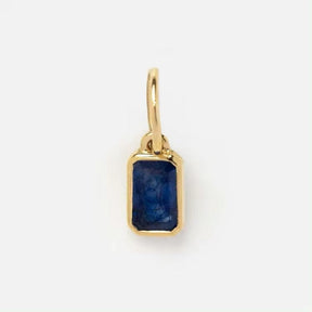 Wasserdicht Anhänger Mit Blauer Saphir, 18K Vergoldet Stahl (12x8mm) - Uniq Perler - 112362