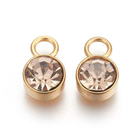 Wasserdicht Anhänger Mit Goldenem Glas – 18K Vergoldet Stahl (10x6mm, 2 Stk) - Uniq Perler - 042941