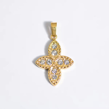 Vandfast Vedhæng Med Klare Zirkonia Sten, 18K Forgyldt Stål, 17×13,5mm - Uniq Perler - 12124312