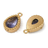 Vandfast Vedhæng Med Lilla Glas, 18K Forgyldt Stål, 10x6,5mm, 2 stk. - Uniq Perler - 113830