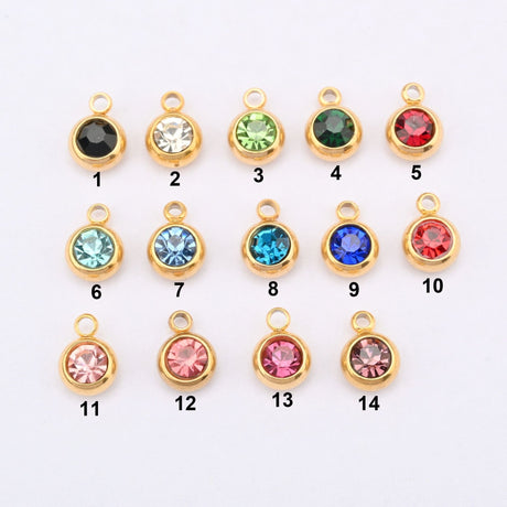 Vandfast Vedhæng Med Mørk Rosa Glas, 18K Forgyldt Stål (6mm, 2 stk.) - Uniq Perler - 2345699