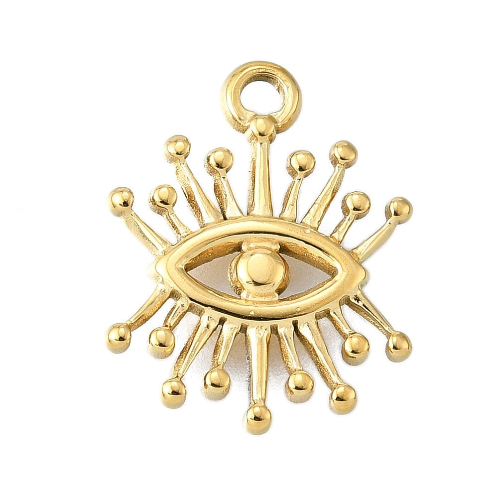 Vandfast Vedhæng Med Øje – 14K Forgyldt Stål (14x18mm) - Uniq Perler - 114790