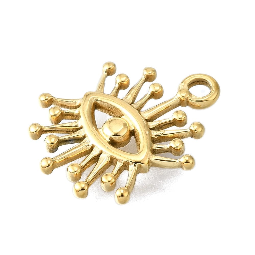 Vandfast Vedhæng Med Øje – 14K Forgyldt Stål (14x18mm) - Uniq Perler - 114790