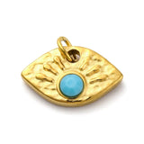 Vandfast Vedhæng Med Øje – 18K Forgyldt Stål, Blå (13x8mm) - Uniq Perler - 114787