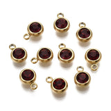 Vandfast Vedhæng med Rhinsten – 18K Forgyldt Stål, Rød (8.5x6x3mm) 2 stk - Uniq Perler - 