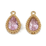 Vandfast Vedhæng Med Rosa Glas, 18K Forgyldt Stål, 10x6,5mm, 2 stk. - Uniq Perler - 113832