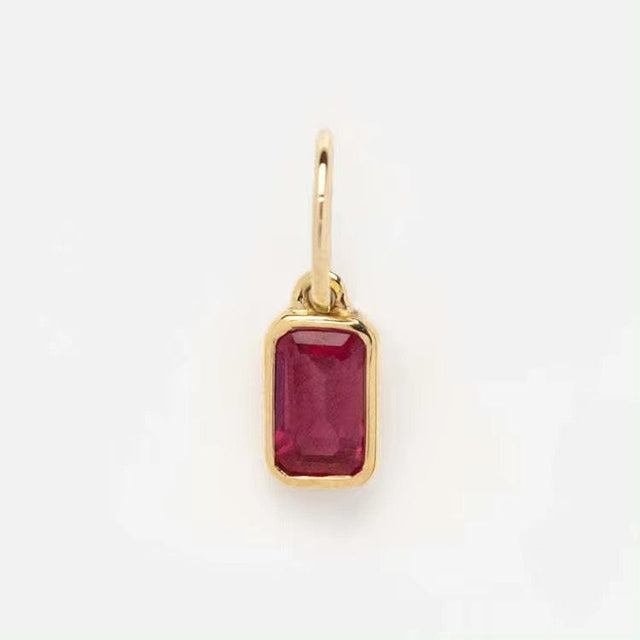 Vandfast Vedhæng Med Rubin - 18K Forgyldt Stål (12x8mm) - Uniq Perler - 112360