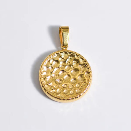 Vandfast Vedhæng Med Smukt Mønster Sten, 18K Forgyldt Stål, 12,7mm - Uniq Perler - 112680