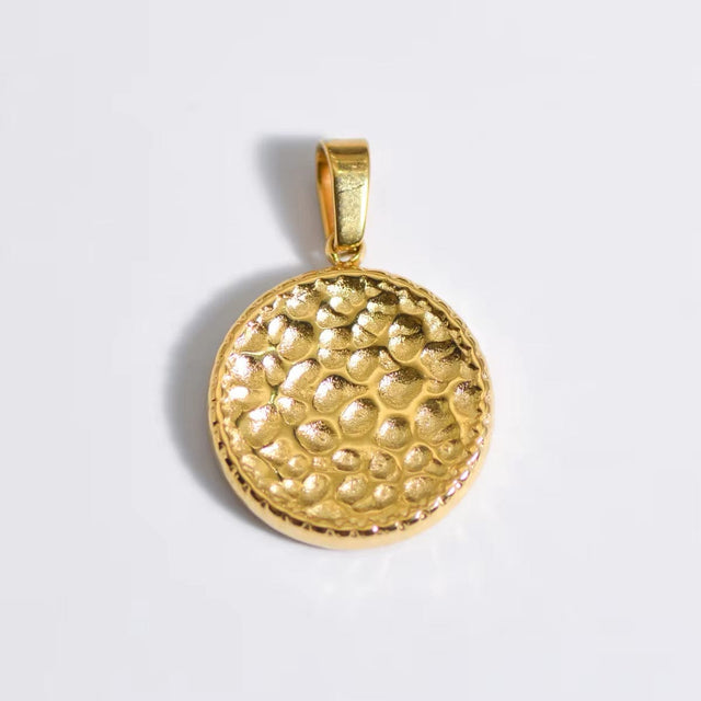 Vandfast Vedhæng Med Smukt Mønster Sten, 18K Forgyldt Stål, 12,7mm - Uniq Perler - 112680