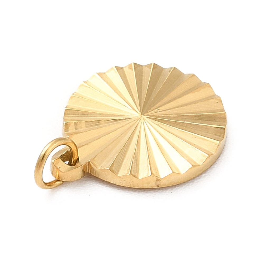 Vandfast Vedhæng Med Stråle Mønster - 14K Forgyldt Stål, (12mm) - Uniq Perler - 204736