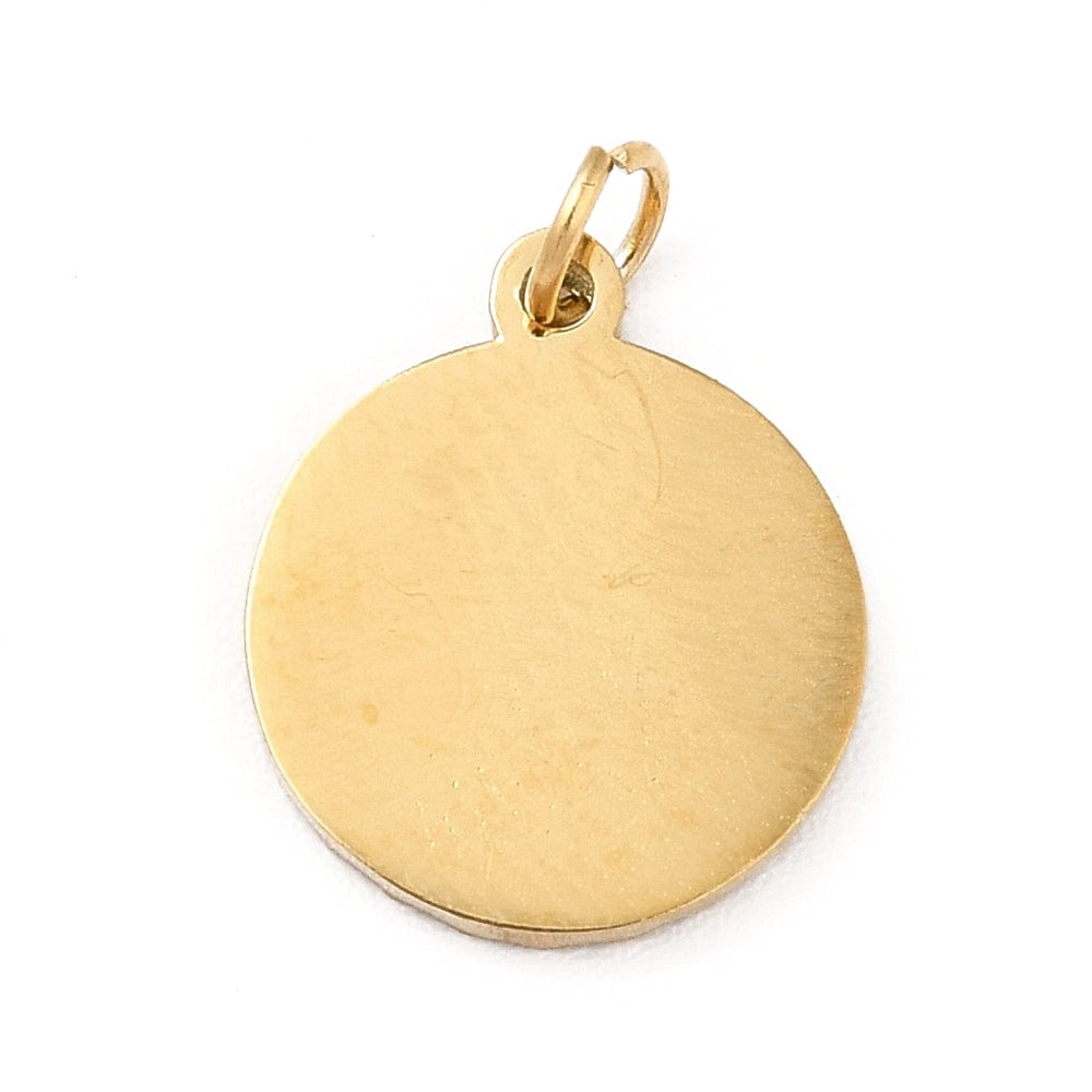 Vandfast Vedhæng Med Stråle Mønster - 14K Forgyldt Stål, (12mm) - Uniq Perler - 204736