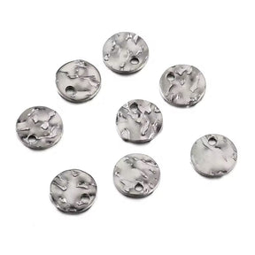 Water-resistant Pendant With Texture, Steel, 8mm, 10 pcs. - Uniq Perler - 111904