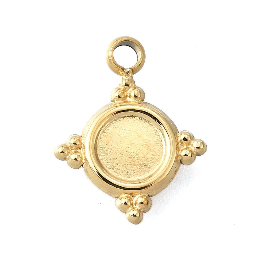 Vandfast Vedhæng til Cabochon – 14K Forgyldt Stål (9x11,5mm, 2 stk.) - Uniq Perler - 114789