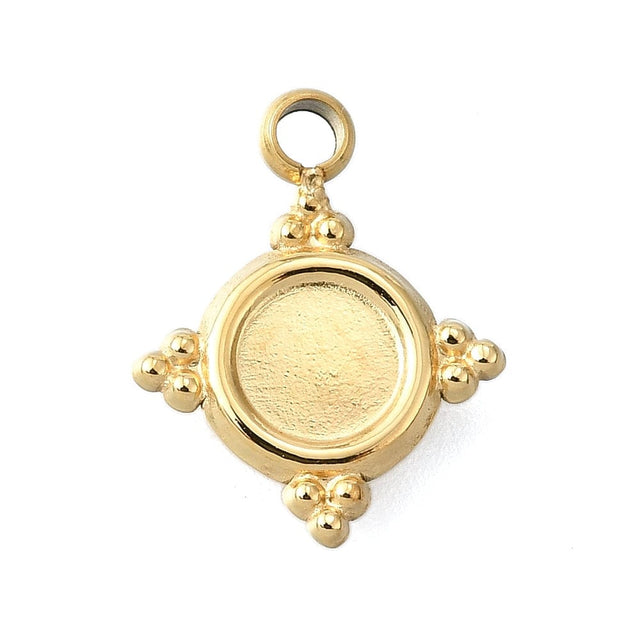 Vandfast Vedhæng til Cabochon – 14K Forgyldt Stål (9x11,5mm, 2 stk.) - Uniq Perler - 114789