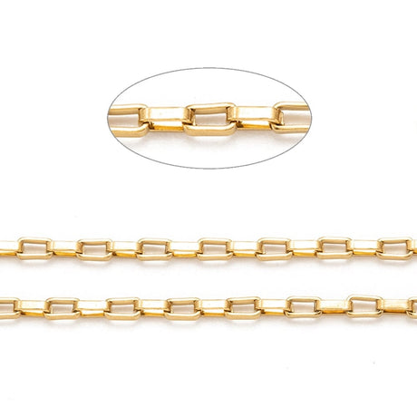 Vandfast Venezia Kæde – Forgyldt Stål (2x4x1mm) - Uniq Perler - 115198