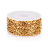 Vandfast Venezia Kæde, Forgyldt Stål, 3x1,8x0,5mm, (10m) - Uniq Perler - 0001489515