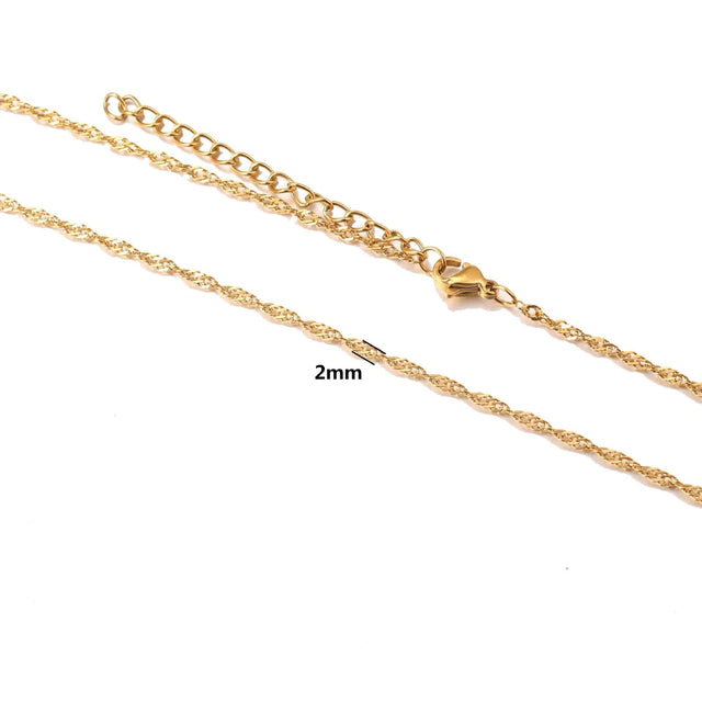 Vandfast Wavy Halskæde – Forgyldt Stål (45cm) - Uniq Perler - 343665