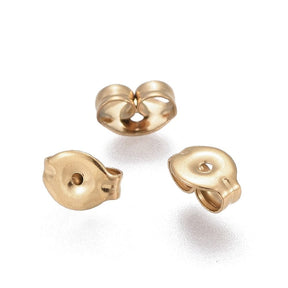 Water-resistant Ear nuts - Gold-plated Steel (6x4.5x3mm), 20 pcs. - Uniq Perler - 113542