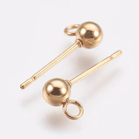 Wasserfeste Ball-Ohrstecker mit Auge - 18K Vergoldet Stahl (14x3mm) - Uniq Perler - 115112