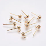 Vandfaste Ball Ørestikkere Med Øje - 18K Forgyldt Stål (14x3mm) - Uniq Perler - 115112