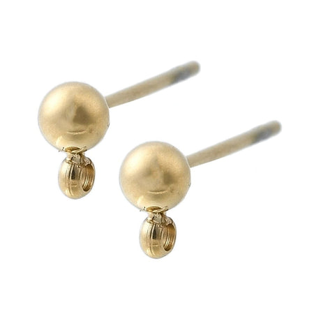 Vandfaste Ball Ørestikkere Med Øje, 18K Forgyldt Stål, (16x3mm) - Uniq Perler - 202035