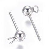 Vandfaste Ball Ørestikkere Med Øje - Stål (15x4mm) - Uniq Perler - 117035