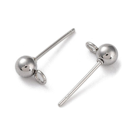 Vandfaste Ball Ørestikkere Med Øje, Stål,(16x4mm) - Uniq Perler - 114807