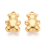 Vandfaste Bamse Vedhæng – 18K Forgyldt Stål (15.5x10x5mm) 2 stk - Uniq Perler - 