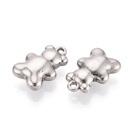 Vandfaste Bamse Vedhæng – Stål (15.5x10x5mm) 2 stk - Uniq Perler - 