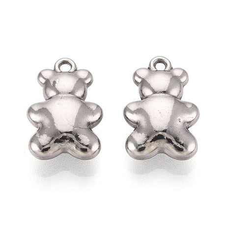 Vandfaste Bamse Vedhæng – Stål (15.5x10x5mm) 2 stk - Uniq Perler - 