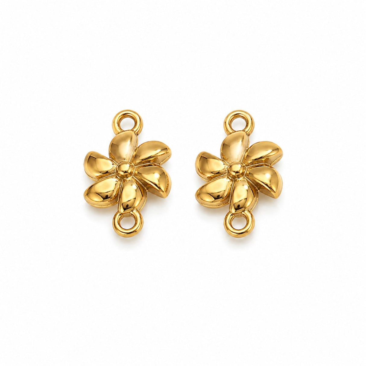 Vandfaste Blomst Connector Mellemled – 18K Forgyldt Stål (11x6,8mm) 2 stk. - Uniq Perler - 122222