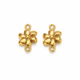 Vandfaste Blomst Connector Mellemled – 18K Forgyldt Stål (11x6,8mm) 2 stk. - Uniq Perler - 122222