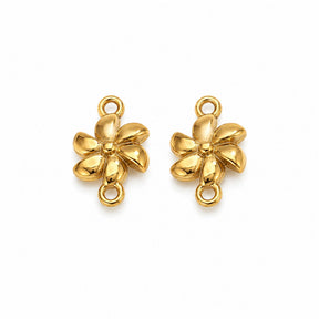 Vandfaste Blomst Connector Mellemled – 18K Forgyldt Stål (11x6,8mm) 2 stk. - Uniq Perler - 122222
