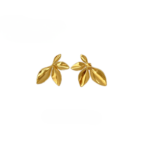 Water-resistant Flowers Ear studs – 18K Gold-plated Steel (3.4x2.2cm) - Uniq Perler - 