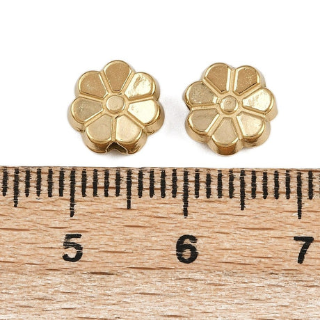 Vandfaste Blomster Stål Perler – 18K Forgyldt (8,5mm) 4 stk. - Uniq Perler - 116011