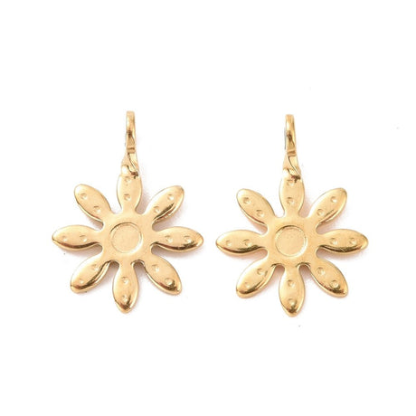 Vandfaste Blomster Vedhæng – 18K Forgyldt Stål (7x10x2mm) 4 stk - Uniq Perler - 