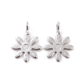 Vattentåliga Blommor Hänge – Stål (7x10x2mm) 4 st - Uniq Perler - 