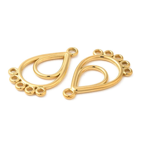 Vandfaste Chandelier Vedhæng, Forgyldt Stål, 32x19mm, 2 stk. - Uniq Perler - 113457