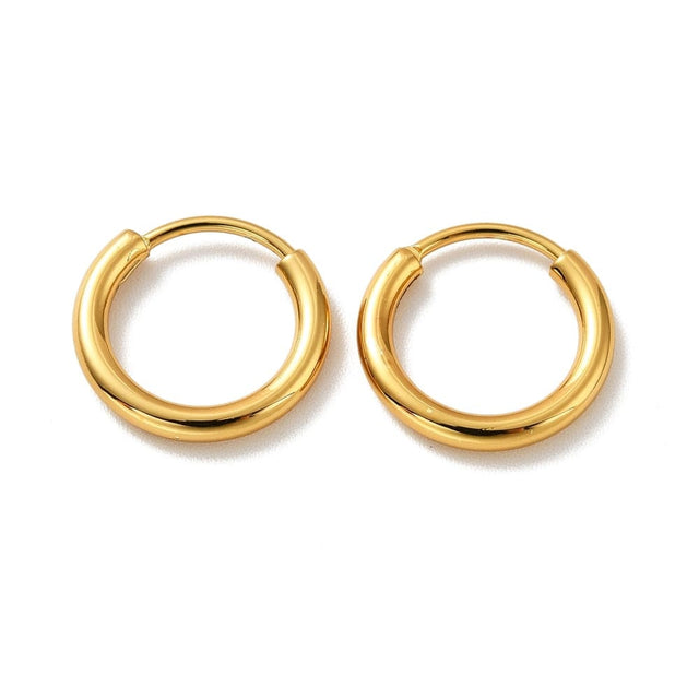 Vandfaste Chunky Creoler - Forgyldt Stål (14x2mm) - Uniq Perler - 116053