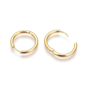 Water-resistant Hoops - 24K Gold-plated Steel (19x2mm) - Uniq Perler - 115477
