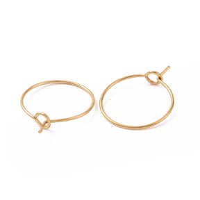 Water-resistant Hoops – Gold-plated Steel (25mm), 5 Pairs - Uniq Perler - 113840