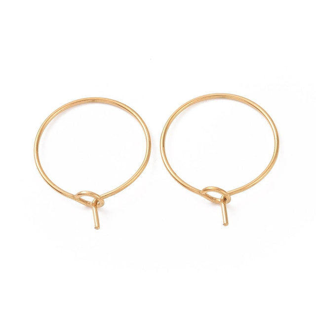 Vandfaste Creoler – Forgyldt Stål (25mm), 5 Par - Uniq Perler - 113840