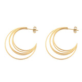 Vandfaste Creoler Med Flere Lag, 18K Forgyldt Stål,(32mm) - Uniq Perler - 114909