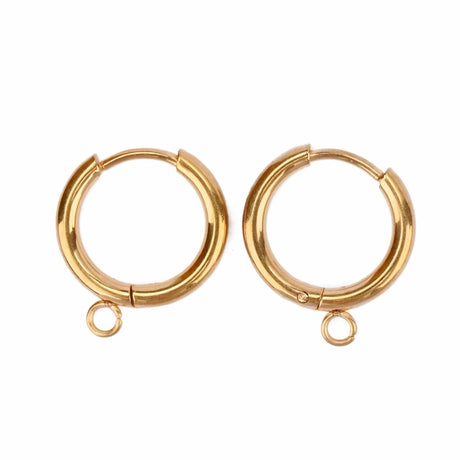 Vandfaste Creoler Med Øje - Forgyldt Stål (14mm) - Uniq Perler - 445556